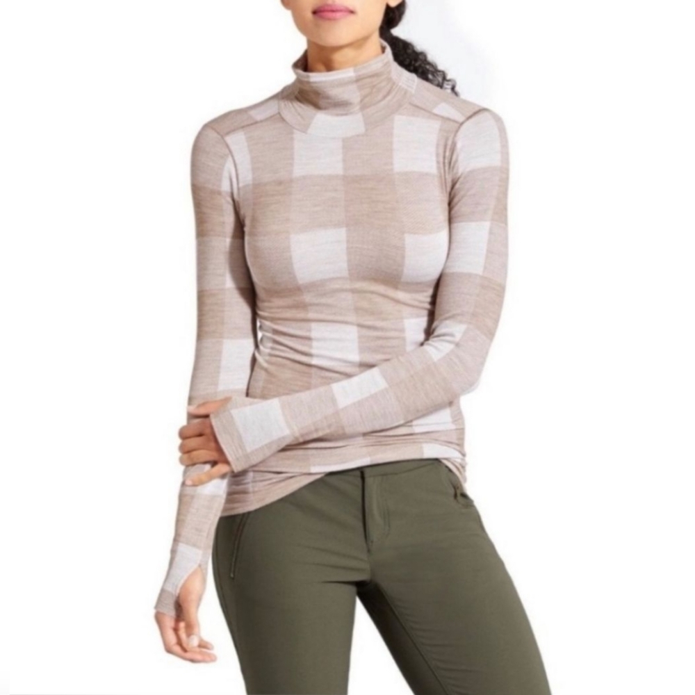 Athleta Plaid Wool Turtleneck